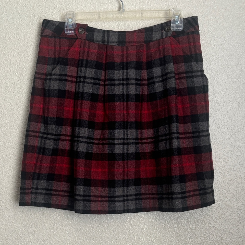 Woolrich Red and Black Plaid Midi Skirt